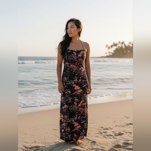 Free People Strapless Tropical Island Black Floral Dress - Picture 4 of 13